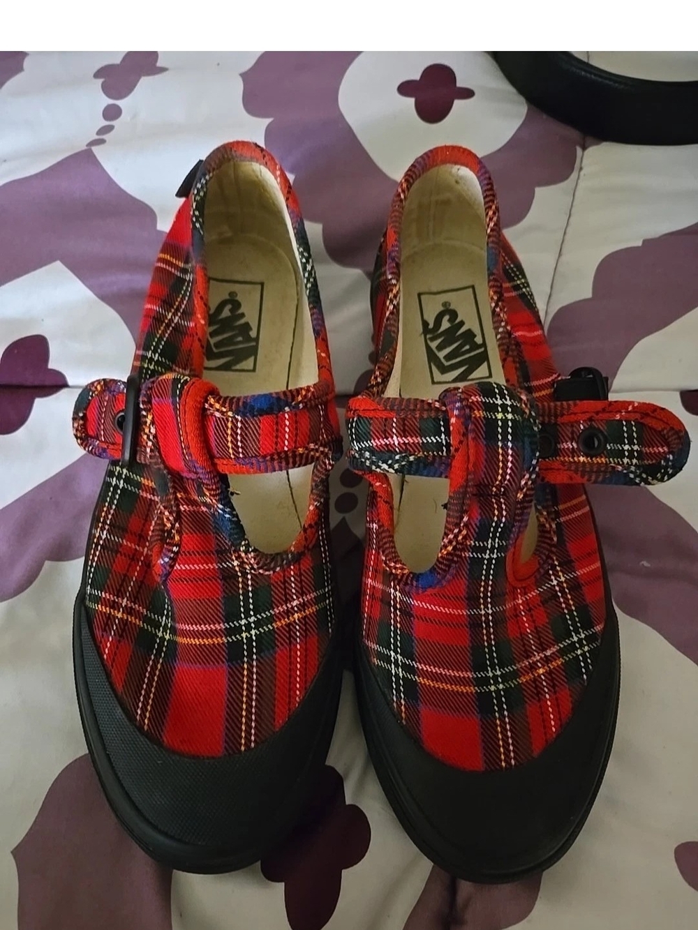 Vans Red Black Plaid Mary Jane Sneakers